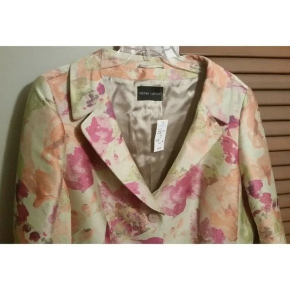 RENA LANGE Floral Print Button Jacket Designer - Picture 2 of 11